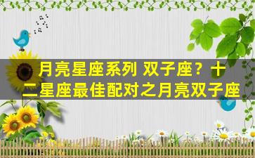 月亮星座系列 双子座？十二星座最佳配对之月亮双子座